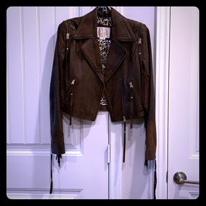 Sara Berman Cropped Leather Jacket with Fringe